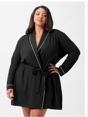 Yitty Cloud Jersey Sleep Robe In Black Sz 2x NWT